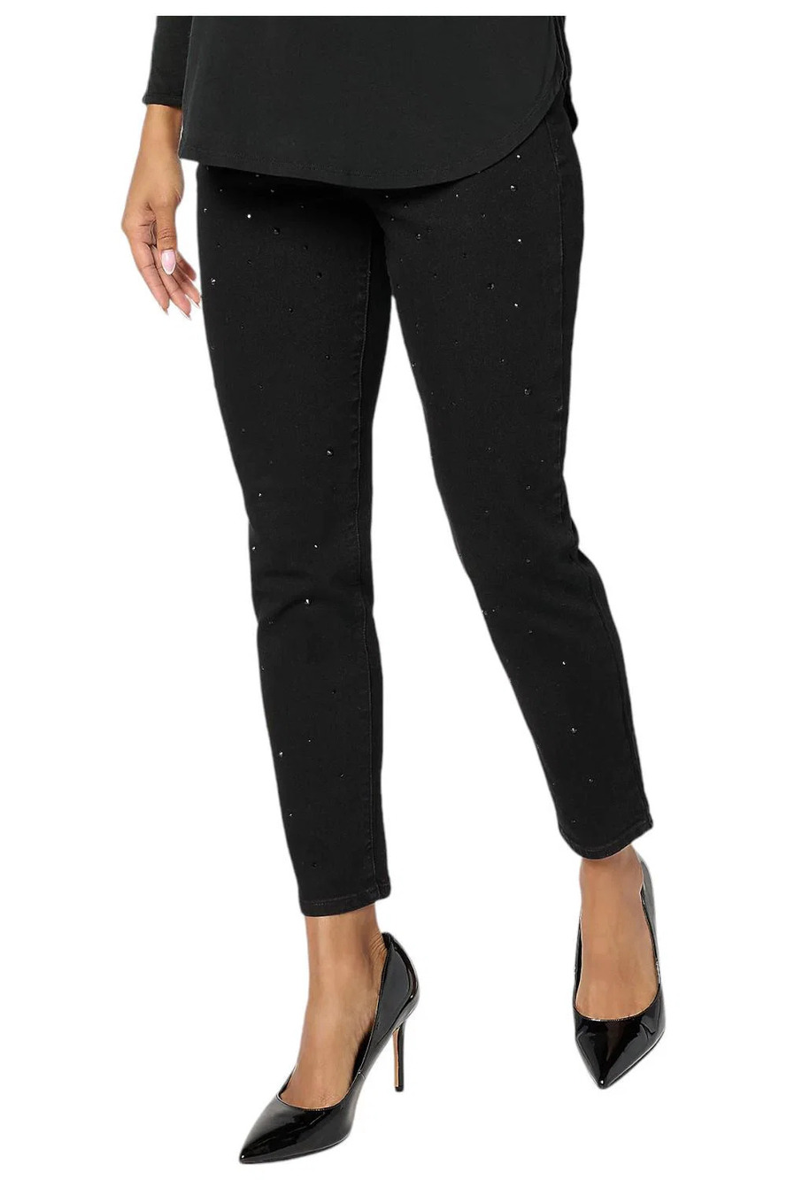nicole by Nicole Miller Women's Bling Skinny Jeans Black - Regular